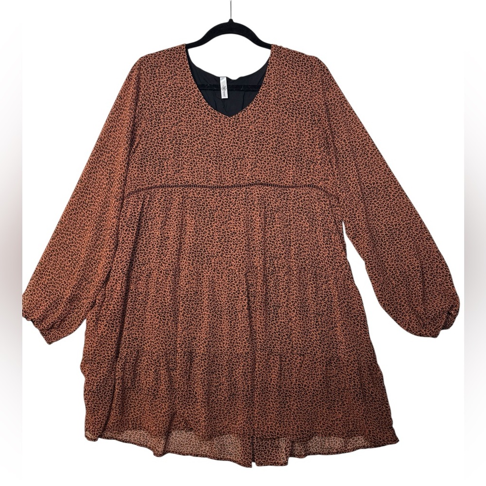 Daisies Brown Patterned Long‎ Sleeve Dress
